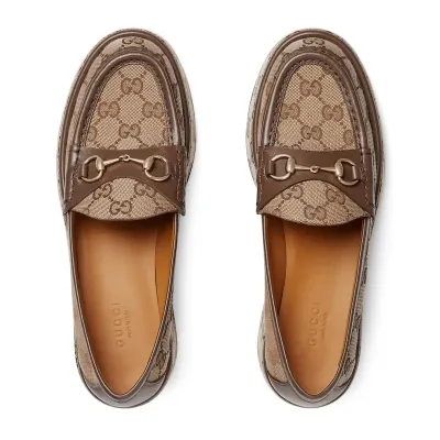 Gucci brown slope heel loafers