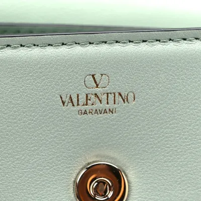 Valentino Garavani Crystal VLogo Micro Locò Shoulder Bag Morning Dew Calfskin Leather Incognito Hardware
