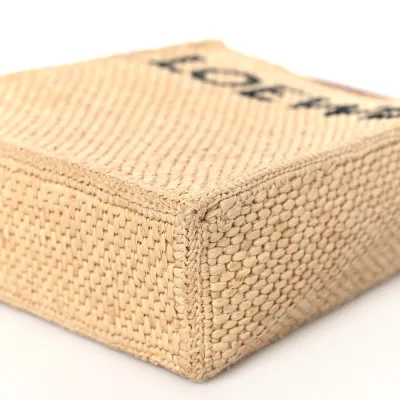 Loewe A5 Tote Bag Standard Small Natural/Black Raffia & Calfskin Leather