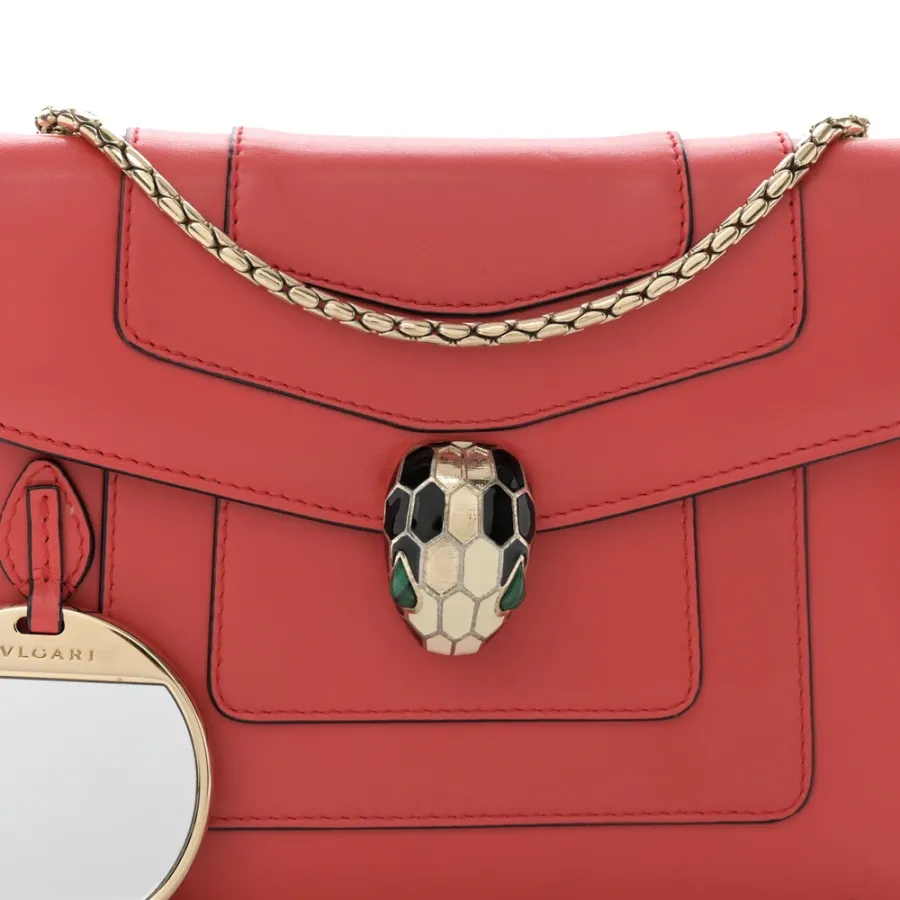 Bvlgari Mini Serpenti Forever Crossbody Bag Red Calfskin Leather Gold Hardware