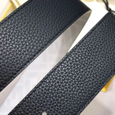 Fendi Men's Squared FF Reversible Belt In Black/Brown Calfskin And White/Brown Monogram Canvas With Gold/Silver Hardware 38mm