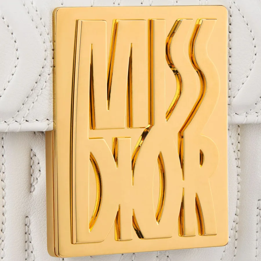 Dior Miss Dior Flap Bag In White Quilted Miss Dior Allover Calfskin With Gold Hardware