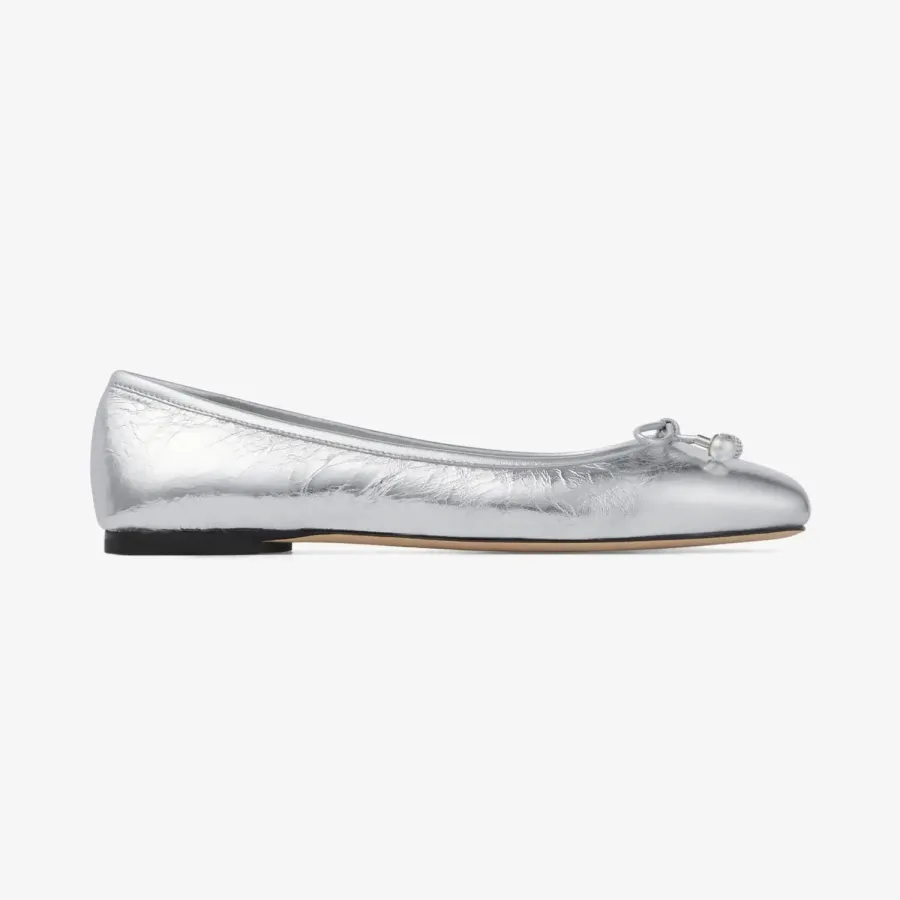 JIMMY CHOO Silver leather flats