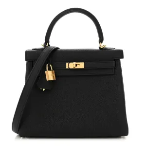 Hermès Kelly Retourne 25 Black Togo Leather Gold Hardware