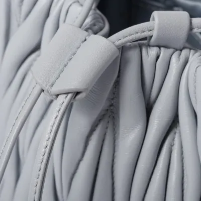 Miu Miu Matelassé Quilted Lambskin Leather Blue Bucket Bags