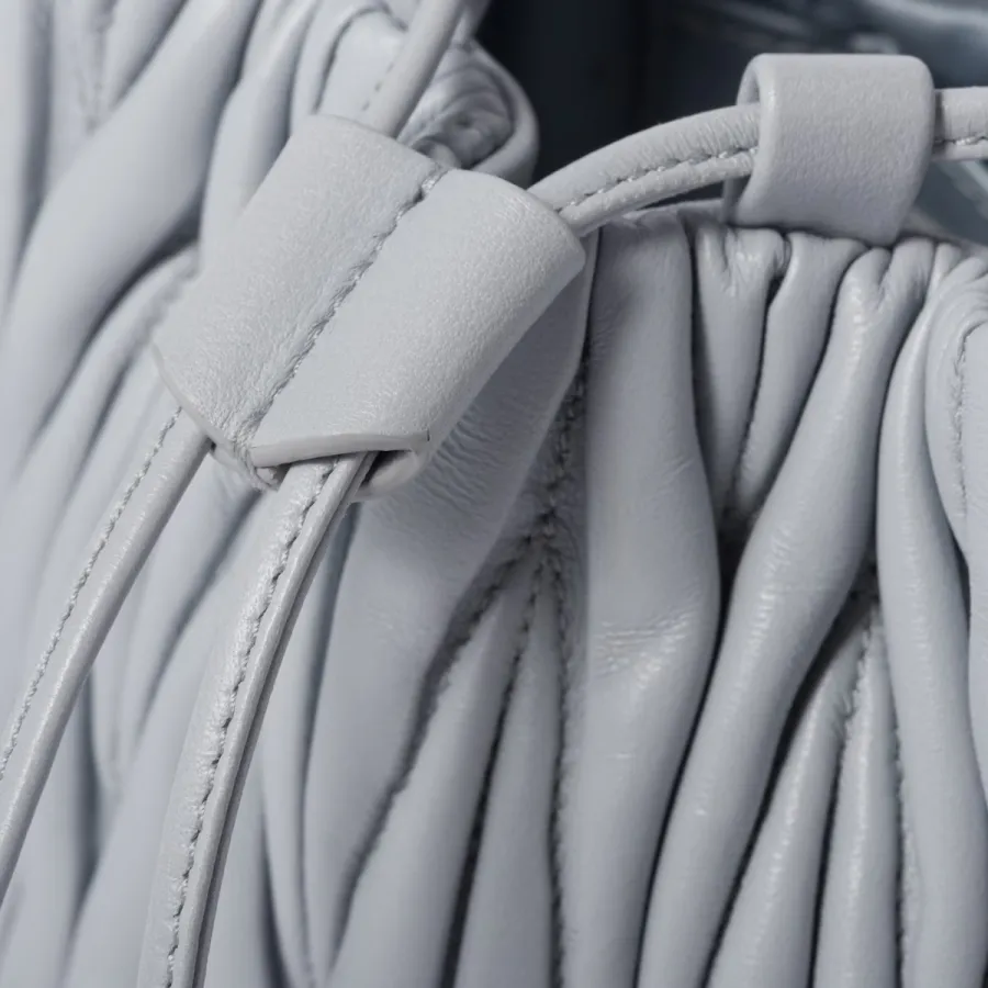 Miu Miu Matelassé Quilted Lambskin Leather Blue Bucket Bags