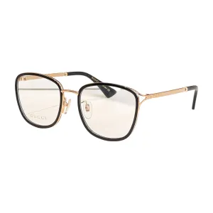 Gucci square frame glasses black gold/red/leopard/rose gold/camouflage/leopard rose gold color transparent lens Size 53口18-145