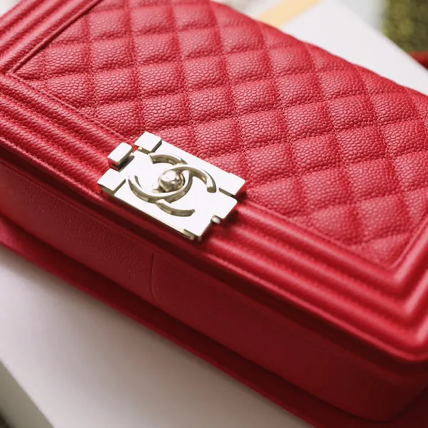 Chanel Lleboy Red Quilted Caviar Leather Shoulder Bags Crossbody Bags - Image 7