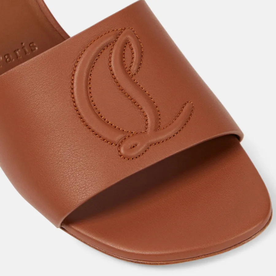 Christian Louboutin Brown embossed leather high-heeled slippers