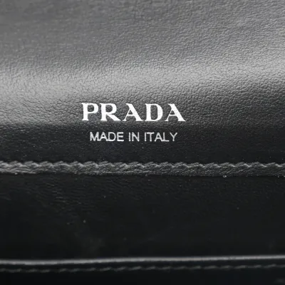 Prada Mini Envelope Bag Black Saffiano & City Calf Leather Silver Hardware