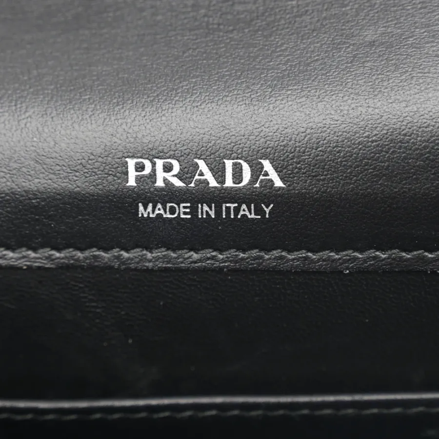 Prada Mini Envelope Bag Black Saffiano & City Calf Leather Silver Hardware