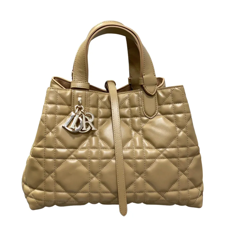 Dior Medium Dior Toujours Bag In White/Tan/Blue/Pale Pink/Burgundy/Cloudy Grey/Stone Grey Macrocannage Calfskin With Gold/Silver Hardware