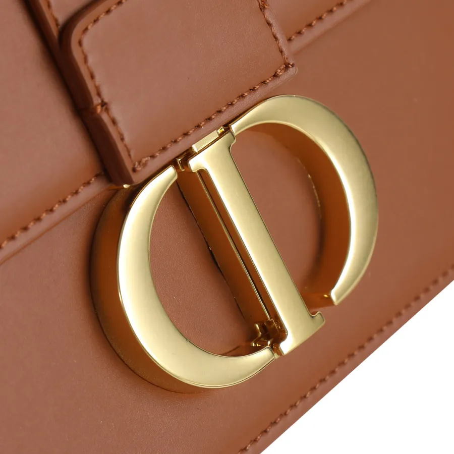 Dior 30 Montaigne Bag In Dark Bronze/Beige/White/Black Box Calfskin Gold Hardware