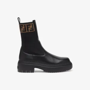 FENDI Black leather ankle boots