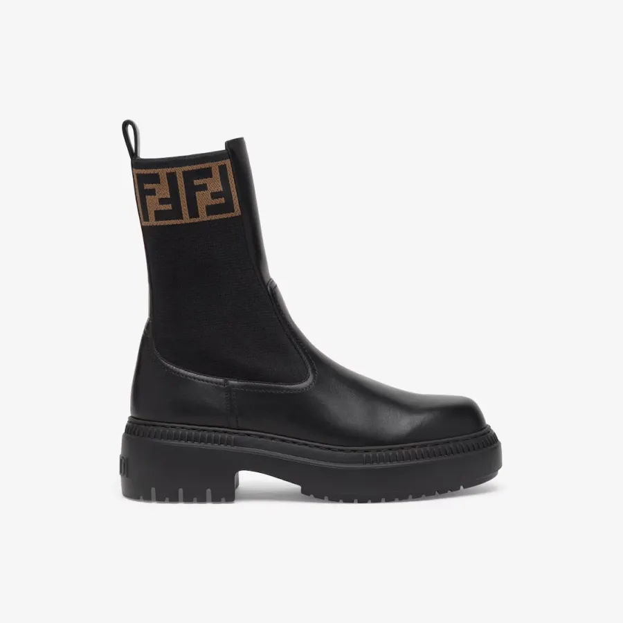 FENDI Black leather ankle boots