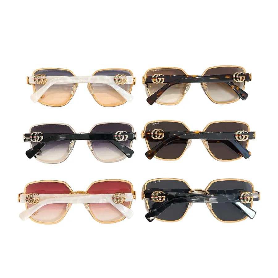Gucci square frame glasses white/black gold/black brown/eggplant black/leopard/pink color Size 62口14-145