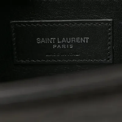 Saint Laurent Medium Kate Tassel Satchel Storm Embossed Classic Monogram Calfskin & Crocodile Leather Silver Hardware