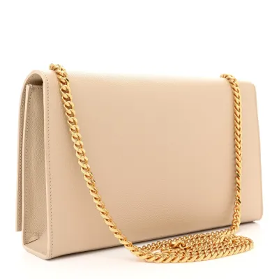 Saint Laurent Medium Kate Satchel Nude Powder Monogram Grain De Poudre Leather Gold Hardware