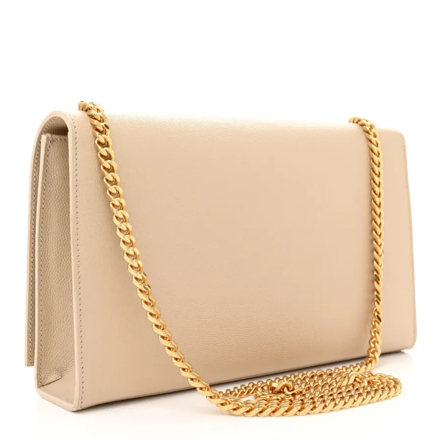 Saint Laurent Medium Kate Satchel Nude Powder Monogram Grain De Poudre Leather Gold Hardware