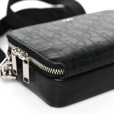 Dior Small Messenger Black Multicolor Galaxy Perforated Oblique Calfskin Leather Silver Hardware