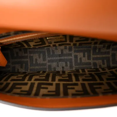 Fendi Small Baguette Brandy Shiny Nappa Leather Gold Hardware