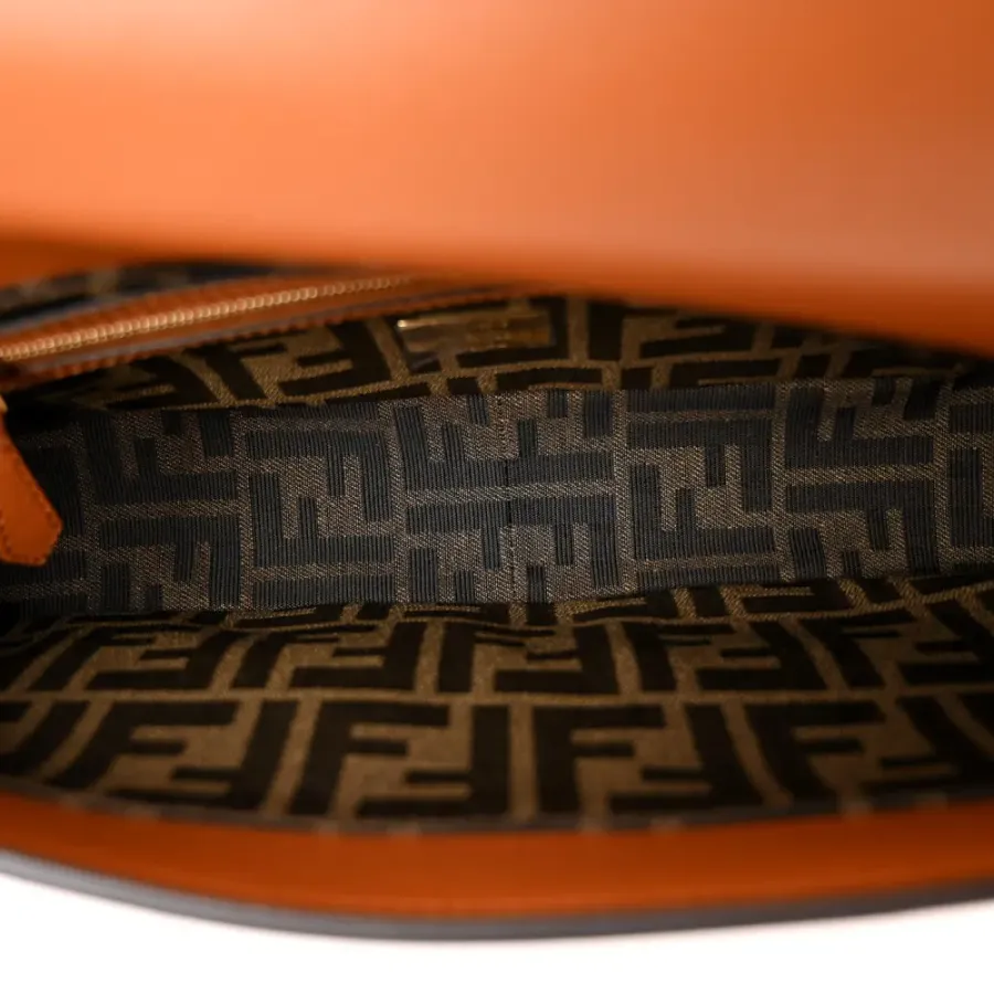 Fendi Small Baguette Brandy Shiny Nappa Leather Gold Hardware