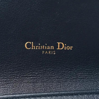 Dior Small Saddle Long Wallet With Chain Blue Oblique Canvas Brass Hardware