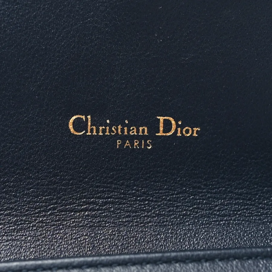 Dior Small Saddle Long Wallet With Chain Blue Oblique Canvas Brass Hardware