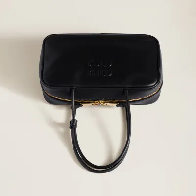 Miu Miu Calfskin Leather Beau Black Top-Handle Bags