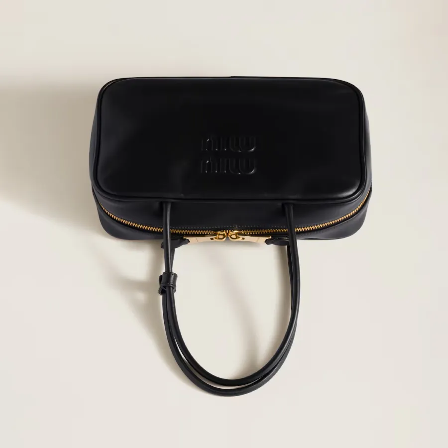 Miu Miu Calfskin Leather Beau Black Top-Handle Bags