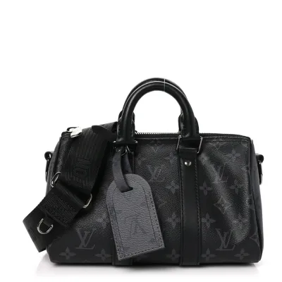 Louis Vuitton Keepall Bandouliere 25 Reverse Monogram Eclipse Canvas Silver Hardware
