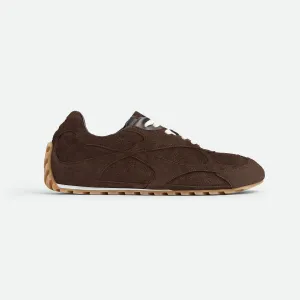 Bottega Veneta Orbit Flash Sneakers In Chocolate Brown Suede Lace-Up Sneaker