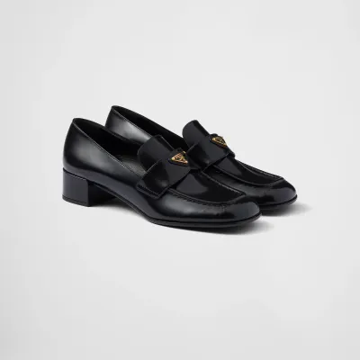 PRADA Black shiny leather loafers