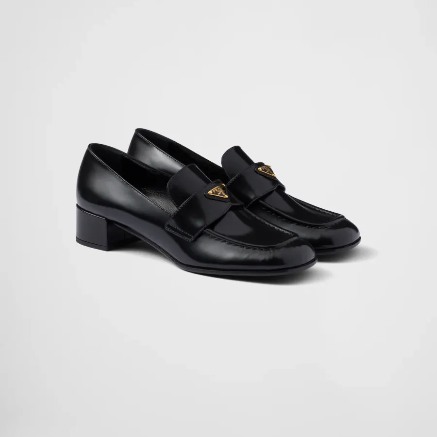 PRADA Black shiny leather loafers