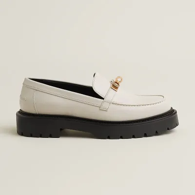 HERMES Icone White Loafers
