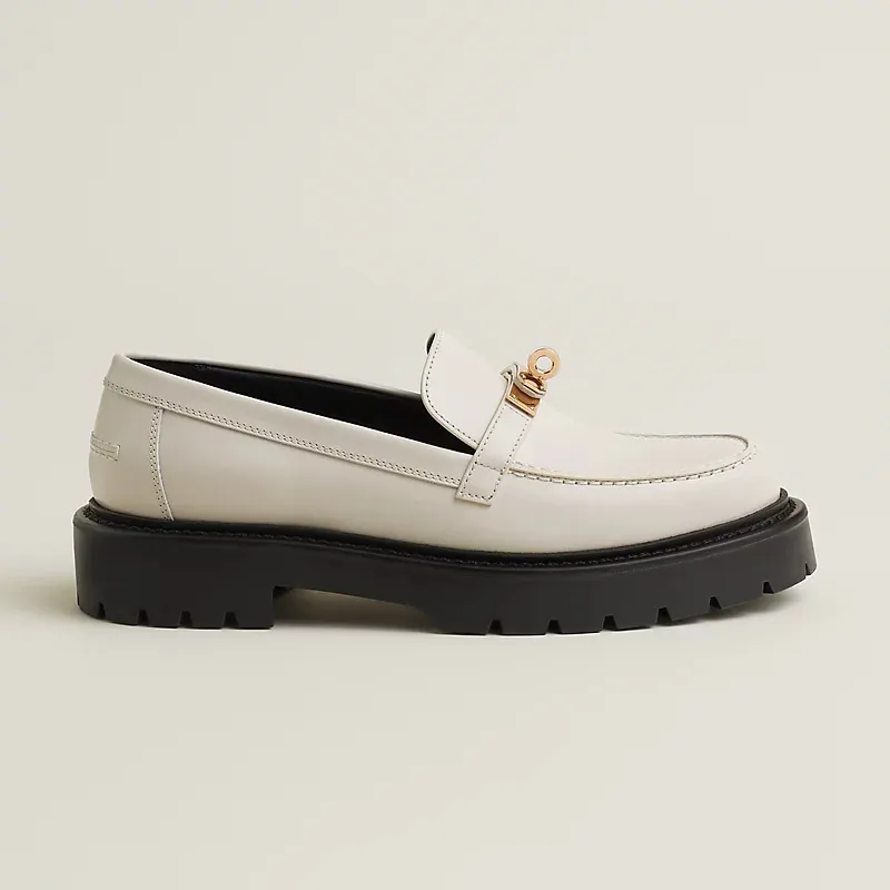 HERMES Icone White Loafers