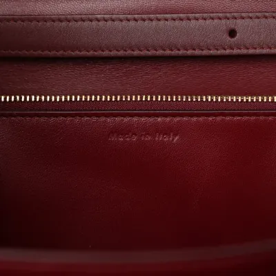 Celine Medium Classic Box Flap Bag Burgundy Box Calfskin Leather Gold Hardware