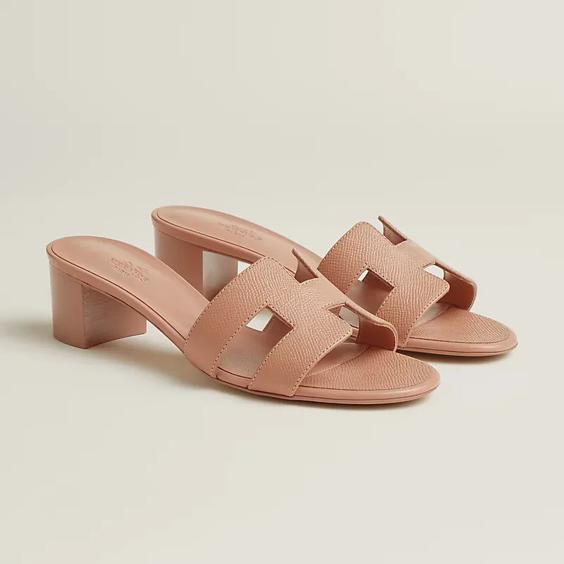 HERMES Oasis Slippers High-heeled slippers Pink High Heels Sandal