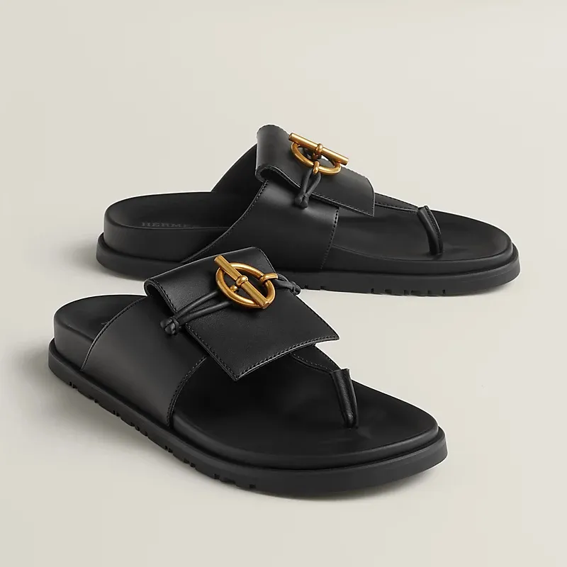 HERMES Joyce black Slippers