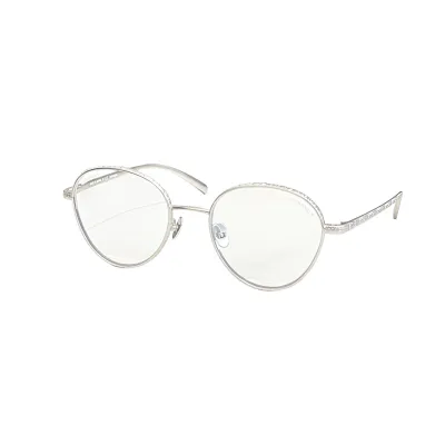 CHANEL round frame glasses silver color SIZE50口19-140