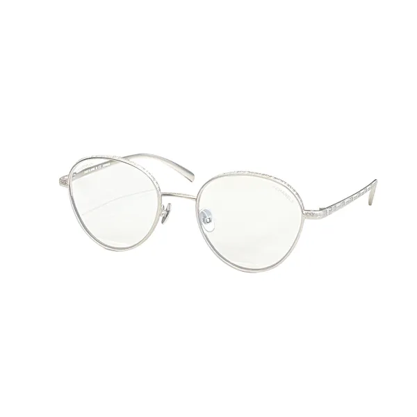 CHANEL round frame glasses silver color SIZE50口19-140