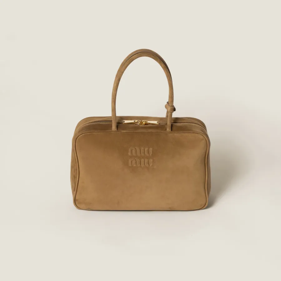 Miu Miu Beau Suede Leather Brown Top-Handle Bags