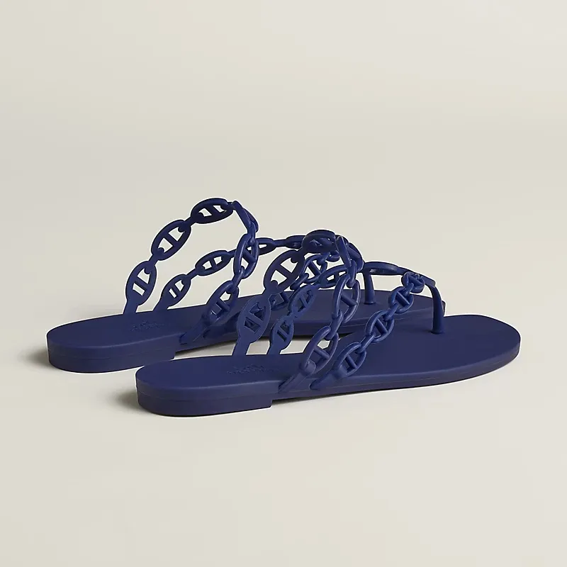 HERMES Island Blue Slippers