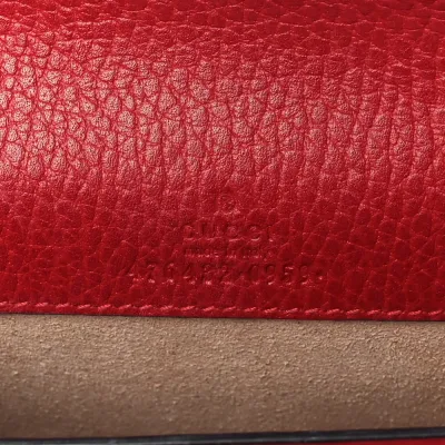 Gucci Mini Super Dionysus Shoulder Bag Hibiscus Red Calfskin Leather Aged Silver Hardware