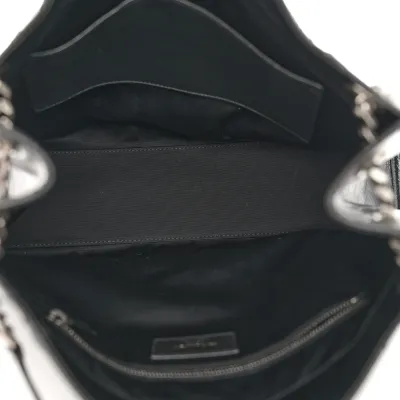 Saint Laurent Medium Niki Shopper Tote Black Crinkled Monogram Calfskin Matelasse Leather Silver Hardware