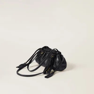 Miu Miu Joie Nappa Quilted Lambskin Leather Black Shoulder Bags