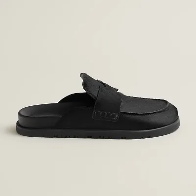 HERMES Go Mule Black Slippers