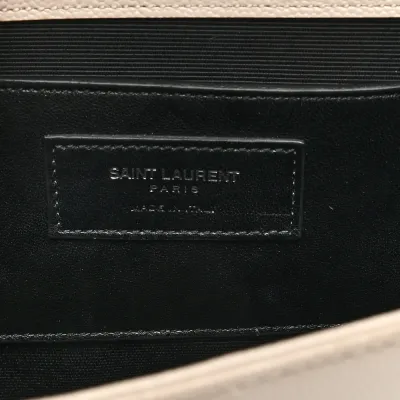 Saint Laurent Medium Kate Satchel Nude Powder Monogram Grain De Poudre Leather Silver Hardware