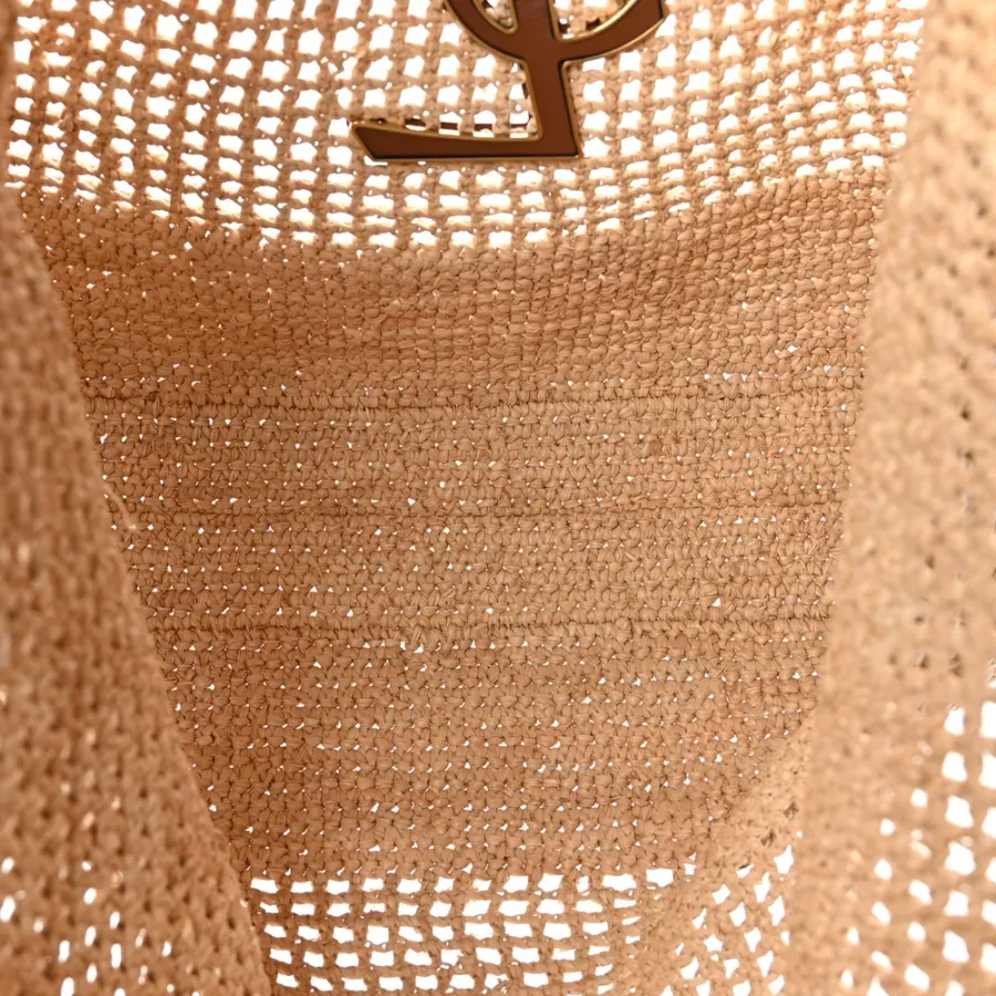 Saint Laurent Large iCare Maxi Shopping Tote Natural Raffia Brass Hardware