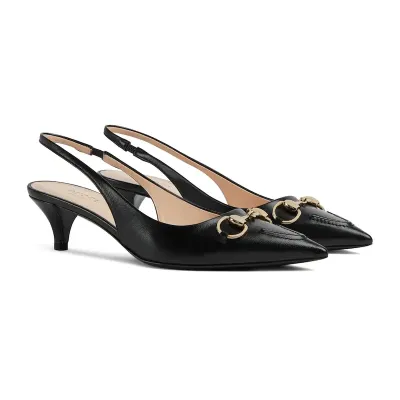 Gucci black pointed slender heel high heels shoes Rear lace up high heels